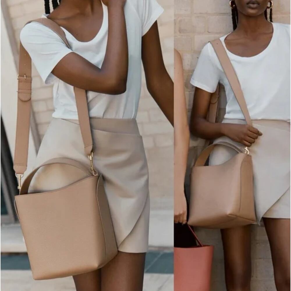 Cuyana Linea Bag in Cappuccino Pebbled Leather